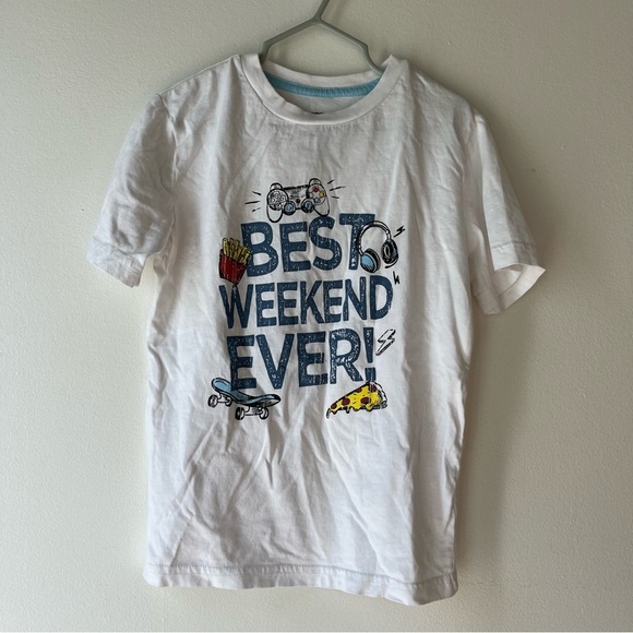 🌼 5/$25 George Boys Graphic Tee Size 6 | “Best Weekend Ever” Pizza Skate Gamer - Picture 1 of 8